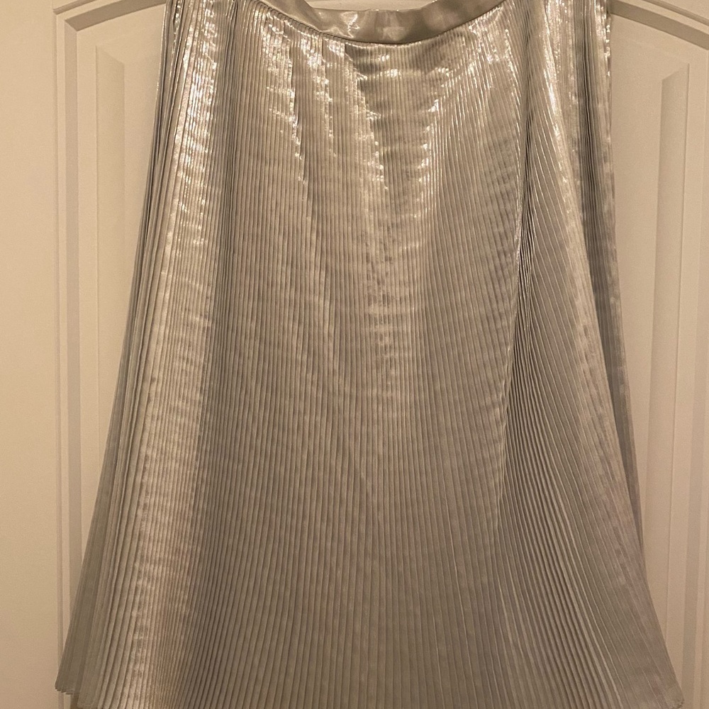 Talbots Silver Metallic Pleated Skirt